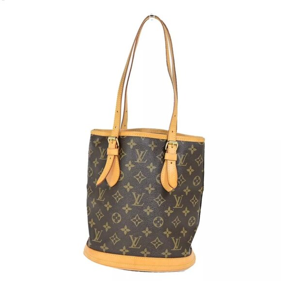 LOUIS VUITTON BUCKET PM Shoulder Tote Bag Monogram Leather Brown M42238 34EB427 - Picture 3 of 15